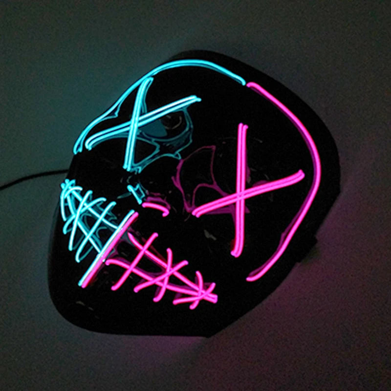 Masque LED Néon - Cyan & Rose