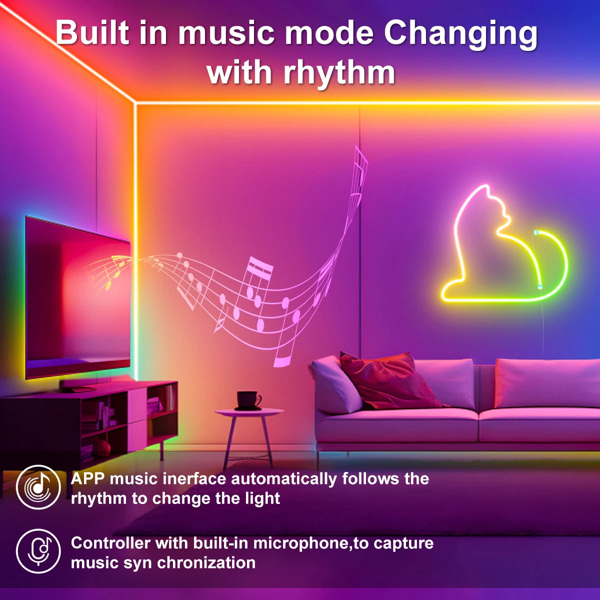 5V RGB+IC Neon Strip Light 1M 2M 3M 5M 10M USB Waterproof Flexible LED Strip Lights with Bluetooth Remote Control for Home Decor