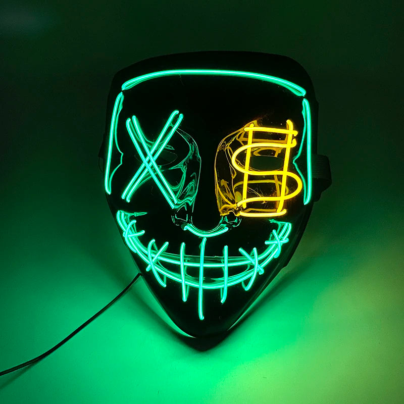 Masque LED Néon - Turquoise & Or