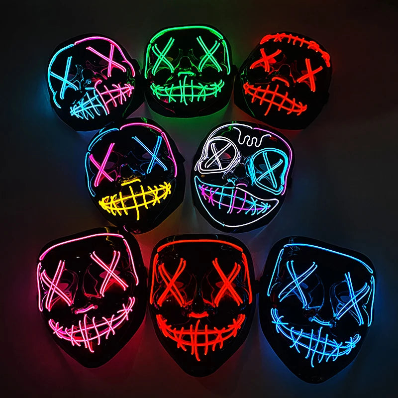 Illuminate Your Halloween with the Wireless Neon LED Purge Mask - Perfect for Cosplay and Masquerade Parties!