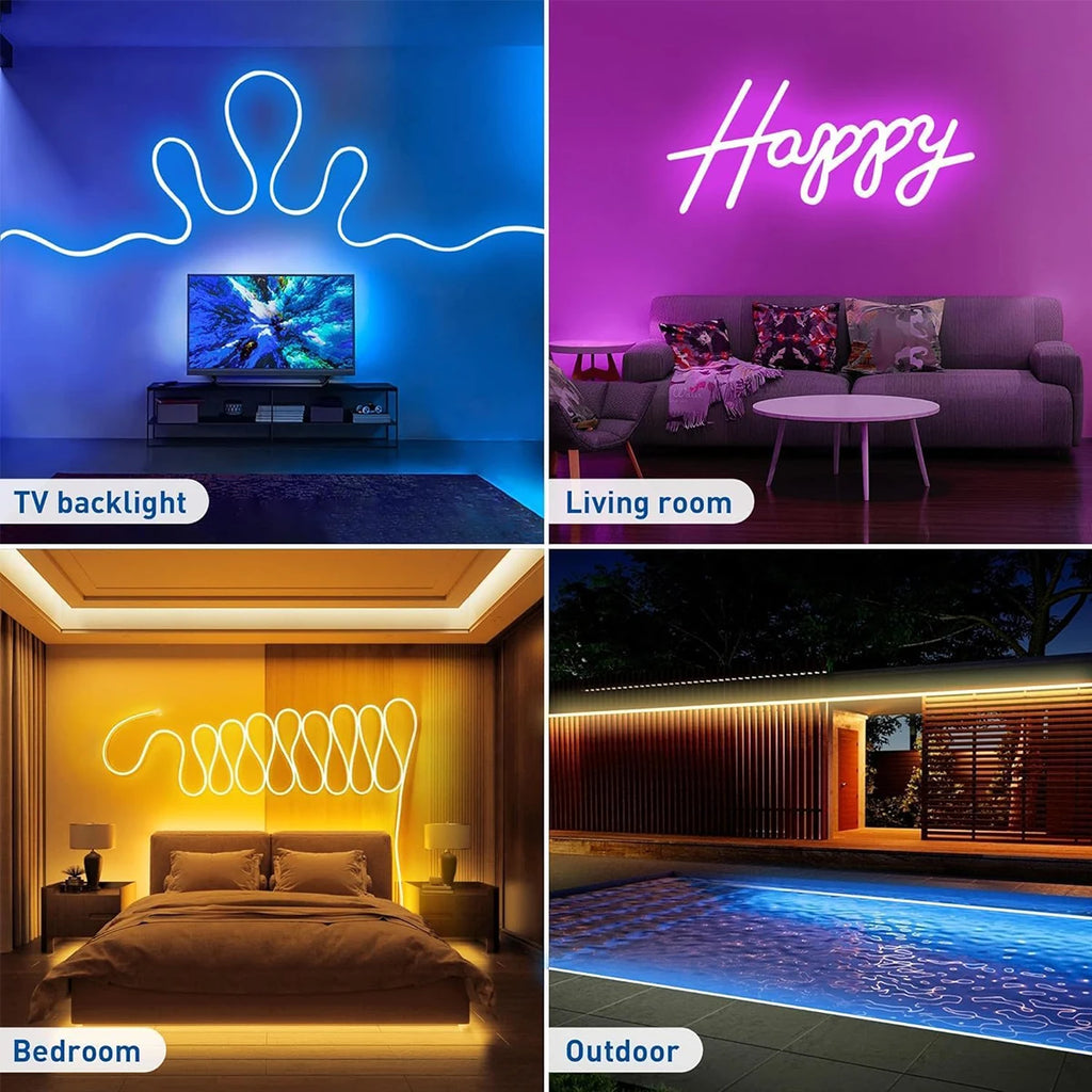 5V RGB+IC Neon Strip Light 1M 2M 3M 5M 10M USB Waterproof Flexible LED Strip Lights with Bluetooth Remote Control for Home Decor