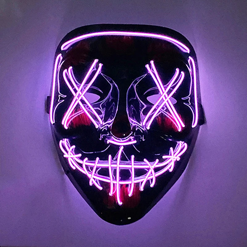 1 Pcs Attractive Neon EL Wire Mask More Colors for Choice Luminous LED Purge Mask Adult Cosplay Prop for Night Glow in the Dark