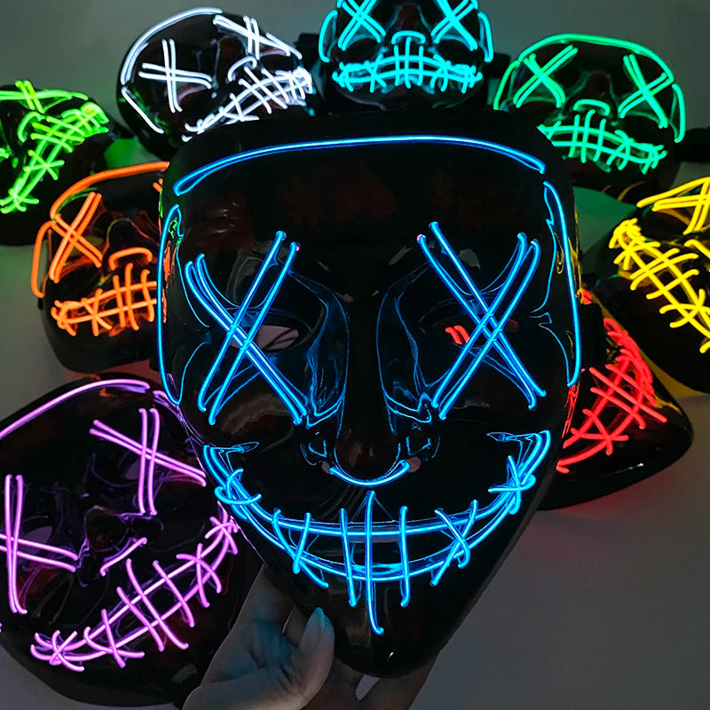 1 Pcs Attractive Neon EL Wire Mask More Colors for Choice Luminous LED Purge Mask Adult Cosplay Prop for Night Glow in the Dark