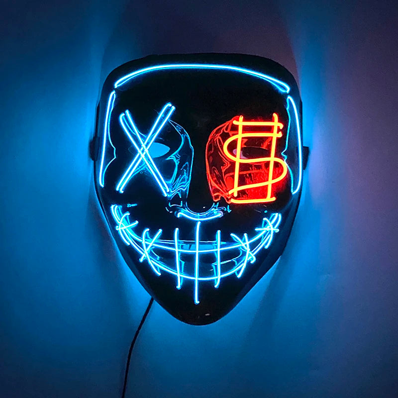 Masque LED Néon - Bleu & Feu